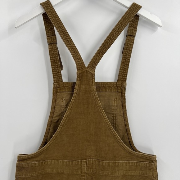 Aerie Werk‎ & Play Brown Corduroy Bib Overalls Size Medium Raw Frayed Hem Casual - Picture 6 of 10